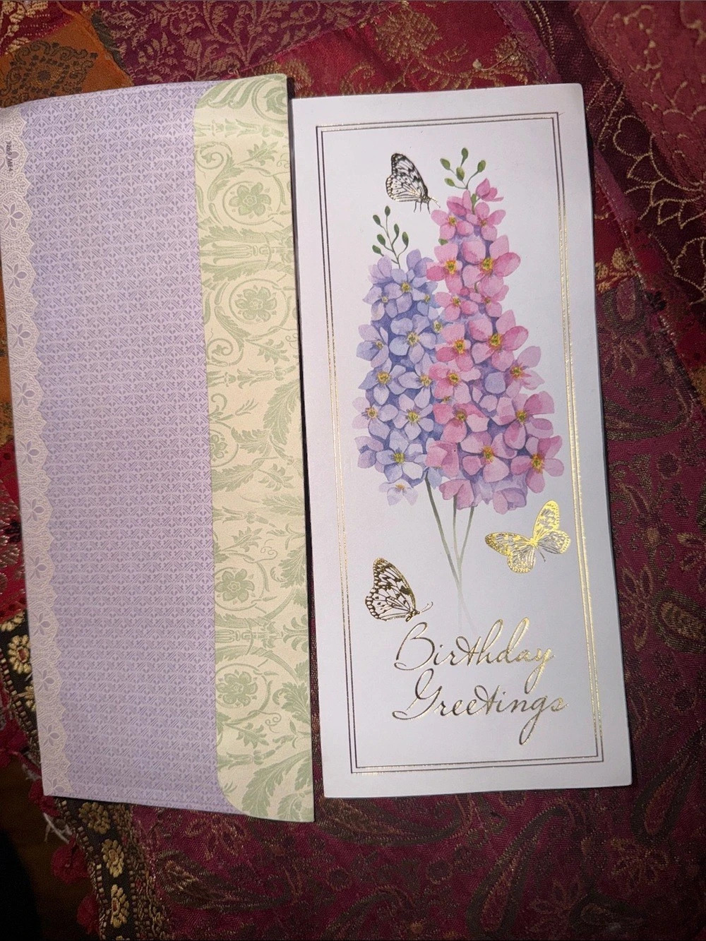 Vintage Birthday Greetings Floral Birthday Card with Envelope